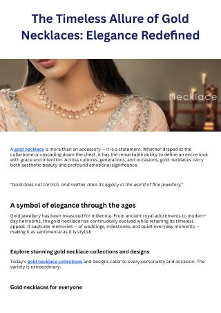 The Timeless Allure of Gold Necklaces Elegance Redefined