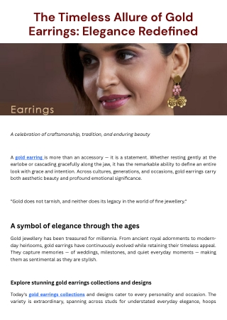 The Timeless Allure of Gold Earrings Elegance Redefined