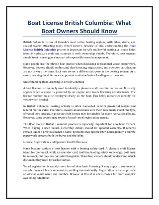 Boat License BBoat License British Critish Columbia What Boat Owners Should Know