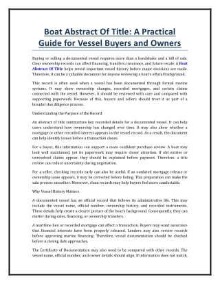 Boat Abstract Of Title A Practical Guide for Vessel Buyers and Owners