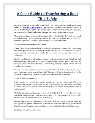 A Clear Guide to Transferring a Boat Title Safely
