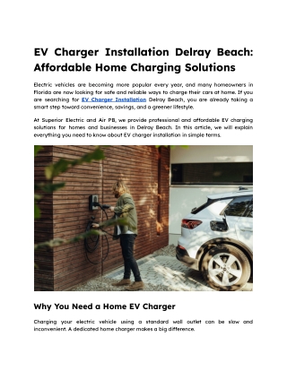 EV Charger Installation Delray Beach_ Affordable Home Charging Solutions