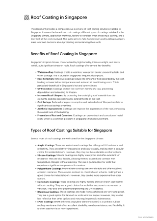 Roof Coating in Singapore