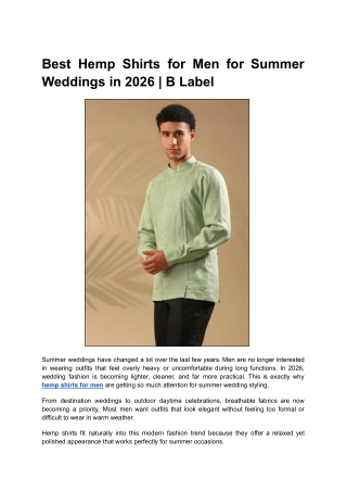 Why Hemp Shirts for Men Are Perfect for Summer Weddings in 2026?