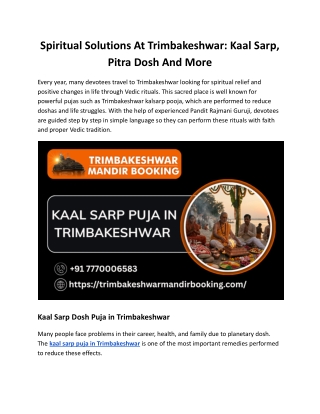 Spiritual Solutions At Trimbakeshwar_ Kaal Sarp, Pitra Dosh And More