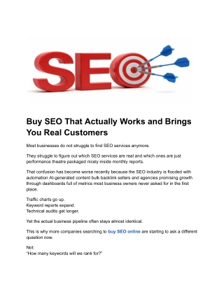 Buy SEO That Actually Works and Brings You Real Customers