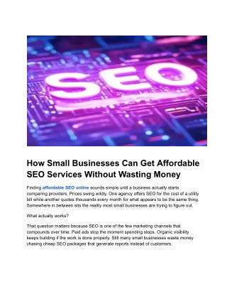 How Small Businesses Can Get Affordable SEO Services Without Wasting Money