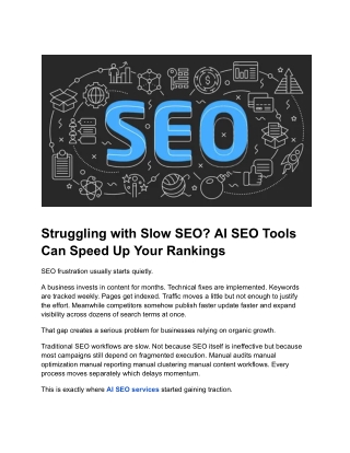 Struggling with Slow SEO? Use AI SEO Tools to Rank Faster