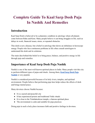 Complete Guide To Kaal Sarp Dosh Puja In Nashik And Remedies