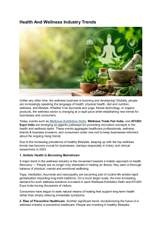 Health And Wellness Industry Trends