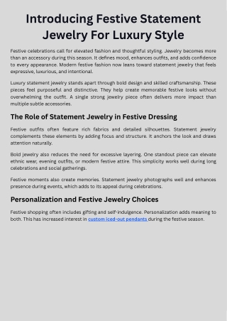 Introducing Festive Statement Jewelry For Luxury Style