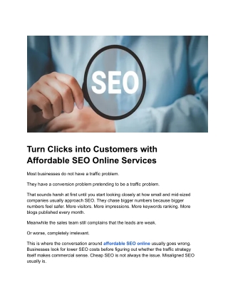 Turn Clicks into Customers with Affordable SEO Online Services