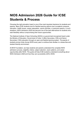 NIOS Admission 2026 Guide for ICSE Students & Process