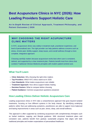 Best Acupuncture Clinics in NYC (2026) How Leading Providers Support Holistic Care