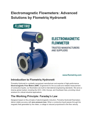Electromagnetic Flowmeters_ Advanced Solutions by Flometriq Hydronett