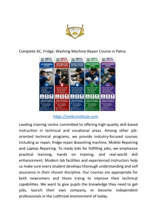 Complete AC, Fridge, Washing Machine Repair Course in Patna