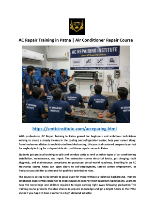AC Repair Training in Patna | Air Conditioner Repair Course