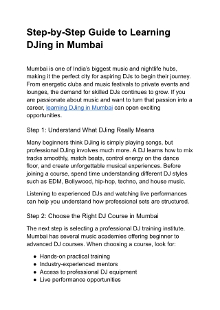 Step-by-Step Guide to Learning DJing in Mumbai