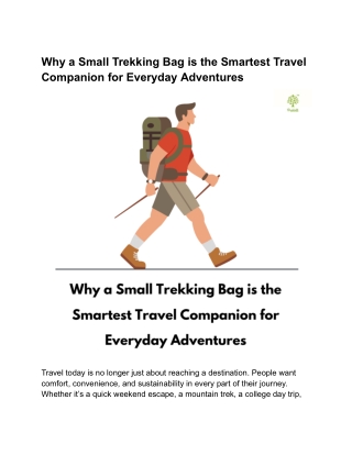 Why a Small Trekking Bag is the Smartest Travel Companion for Everyday Adventures