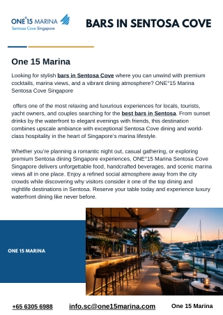 Discover the Best Bars in Sentosa Cove for Waterfront Dining & Drinks