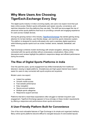 Why More Users Are Choosing TigerExch