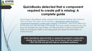How to Fix QuickBooks detected that a component required to create pdf is missing
