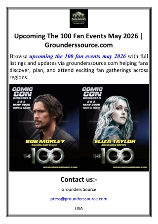 Upcoming The 100 Fan Events May 2026 | Grounderssource.com
