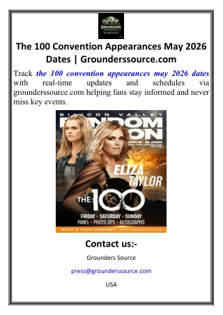 The 100 Convention Appearances May 2026 Dates | Grounderssource.com