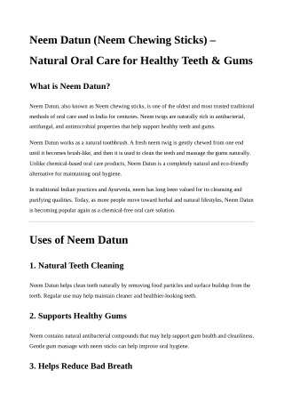 Harivital Neem Datun: Natural Solution for Healthy Teeth & Gums