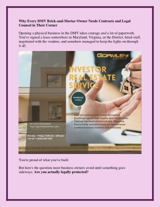 Why Every DMV Brick-and-Mortar Owner Needs Contracts and Legal Counsel in Their Corner