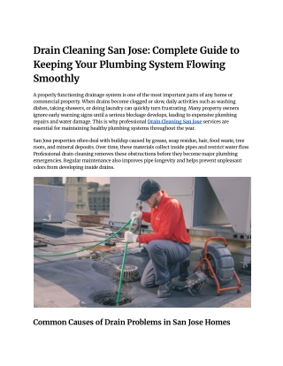 Drain Cleaning San Jose