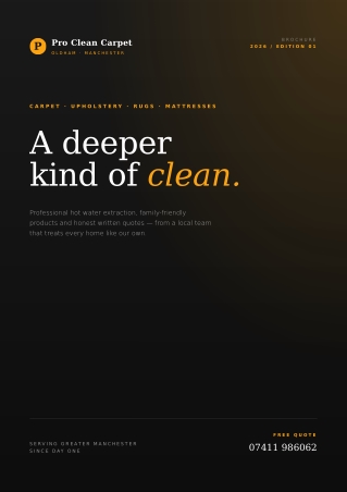 Pro Clean Carpet Brochure - Professional Carpet & Upholstery Cleaning in Oldham & Manchester