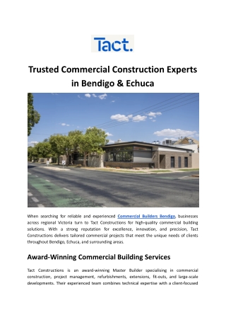 Trusted Commercial Construction Experts in Bendigo & Echuca