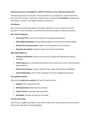 Pro AI Articles — a platform where writers, bloggers, and creators can share the