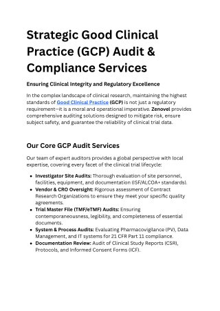 Strategic Good Clinical Practice (GCP) Audit & Compliance Services