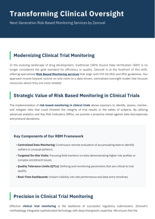 Strategic Risk-Based Monitoring (RBM) for Clinical Trial Oversight