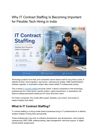 Why IT Contract Staffing Is Becoming Important for Flexible Tech Hiring in India