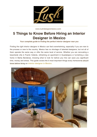 5 Things to Know Before Hiring an Interior Designer in Mexico