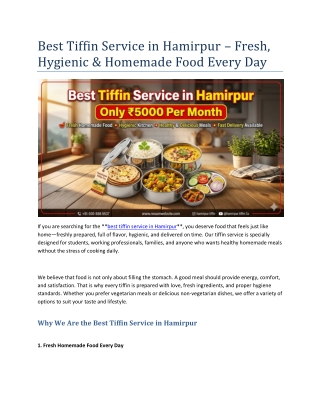 Best Tiffin Service in Hamirpur