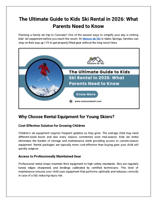 The Ultimate Guide to Kids Ski Rental in 2026 What Parents Need to Know