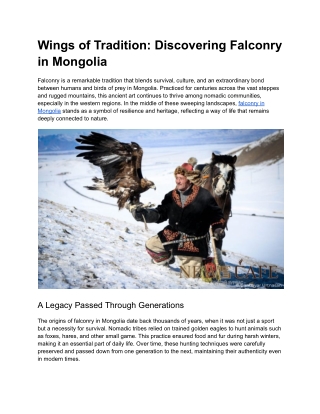 Wings of Tradition_ Discovering Falconry in Mongolia