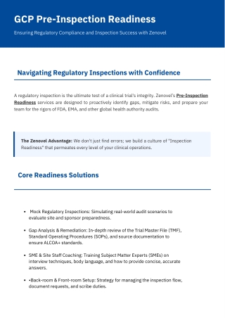 GCP Pre-Inspection Readiness & Regulatory Compliance | Zenovel
