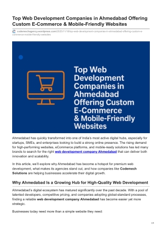 Top Web Development Companies in Ahmedabad Offering Custom E-Commerce  Mobile-FriendlyWebsites