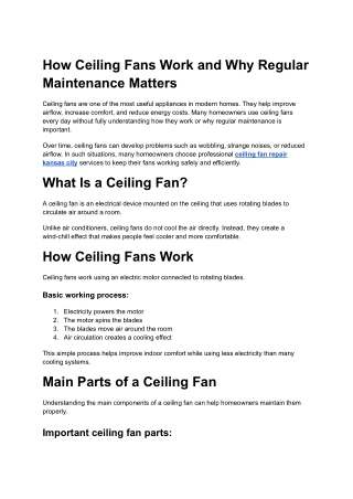 How Ceiling Fans Work and Why Regular Maintenance Matters