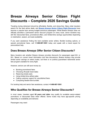 breeze airways senior citizen flight discounts