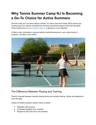 Why Tennis Summer Camp NJ Is Becoming a Go-To Choice for Active Summers