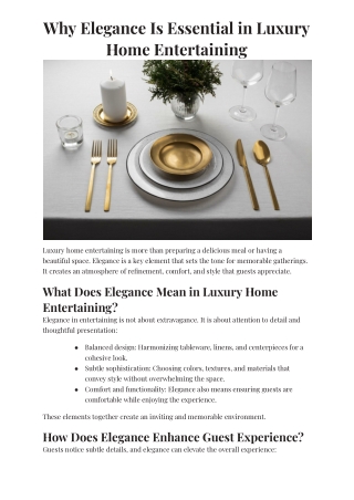 Why Elegance Is Essential in Luxury Home Entertaining