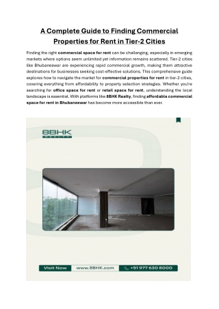 A Complete Guide to Finding Commercial Properties for Rent in Tier-2 Cities
