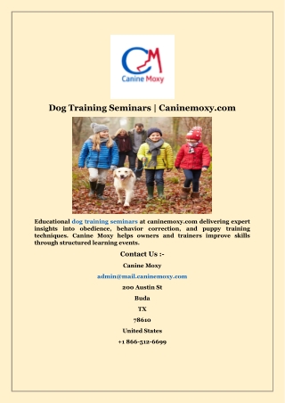 Dog Training Seminars  Caninemoxy com