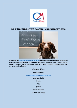 Dog Training Event Austin  Caninemoxy com